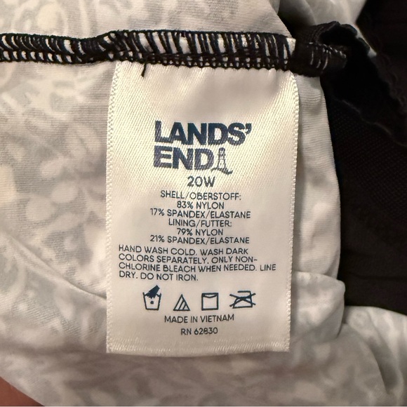 Lands’ End Plus Size Paisley Midkini Swim Top 20W + Black Swim Bottoms - Picture 4 of 5